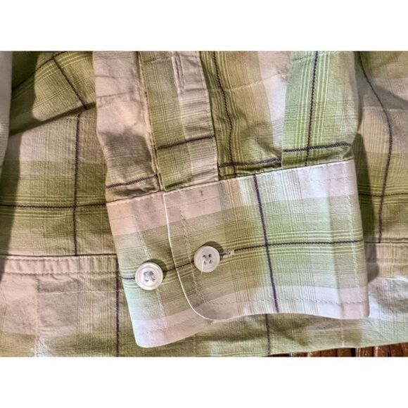 Panhandle Slim Western Mens Size XL Button Up  Rodeo Shirt Green Plaid‎ Cotton - Picture 4 of 5